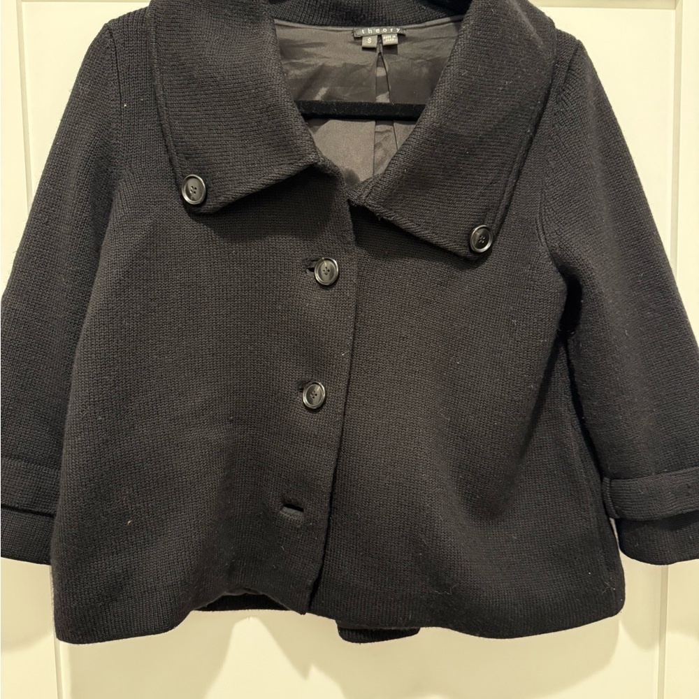 Theory Black Knit Collar Jacket